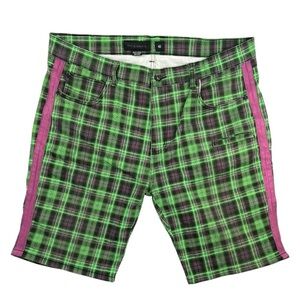 Vintage Decibel Men’s Green Plaid Joker Shorts In Size 40
